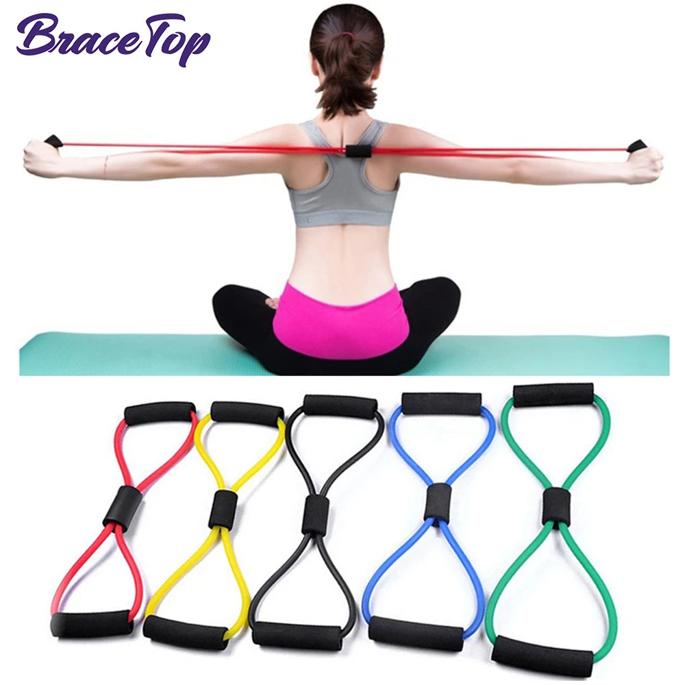 BraceTop Yoga Gym Fitness Resistance 8 Word Chest Expander Rope