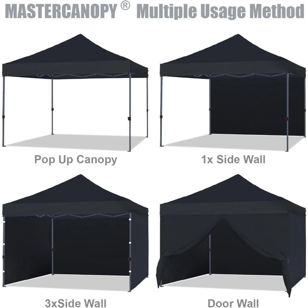 Heavy Duty Pop-up Canopy Tent With Sidewalls (10x10 Black)