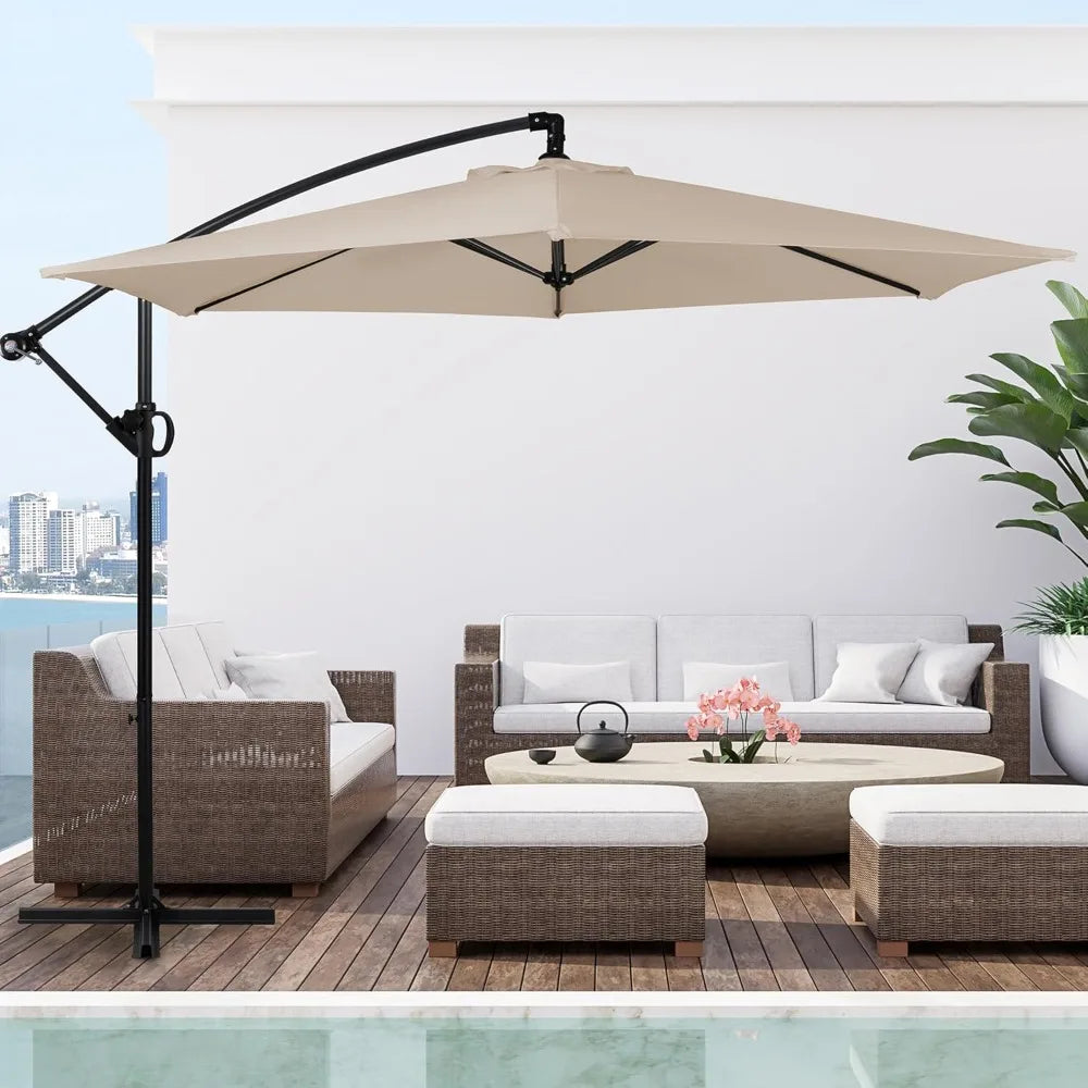 Patio Offset Umbrella with Easy Tilt Adjustment Canopy