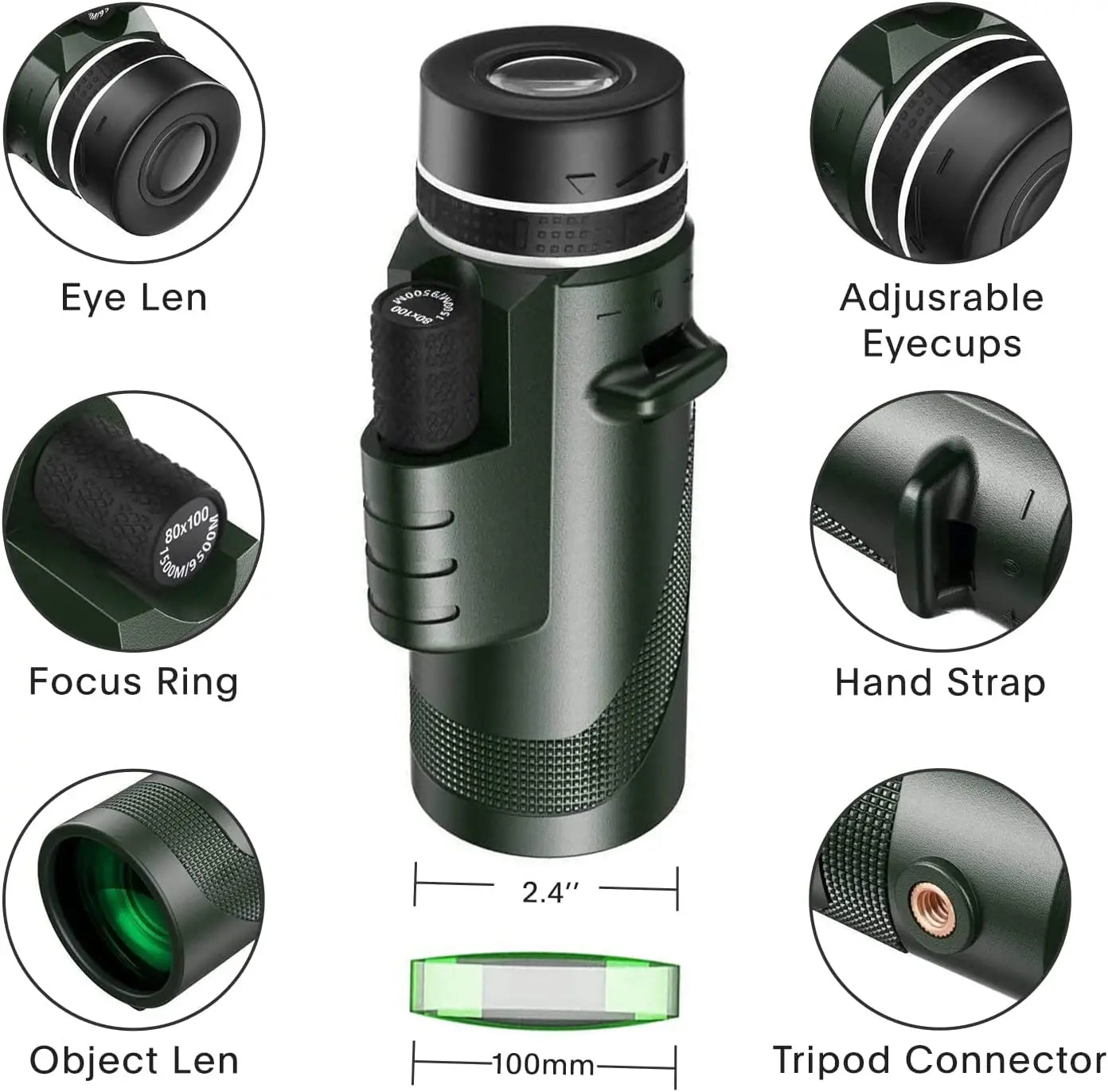 Portable Powerful 80X100 HD Monocular 50000M