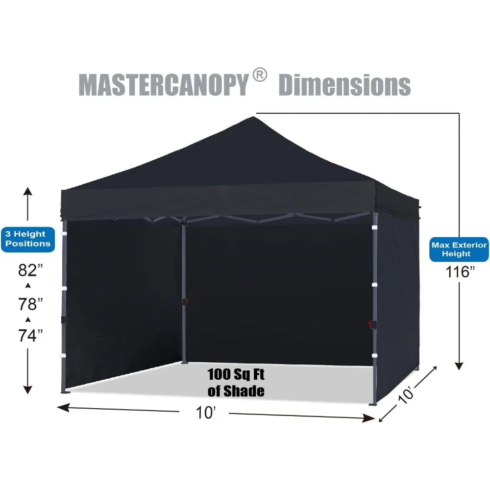 Heavy Duty Pop-up Canopy Tent With Sidewalls (10x10 Black)