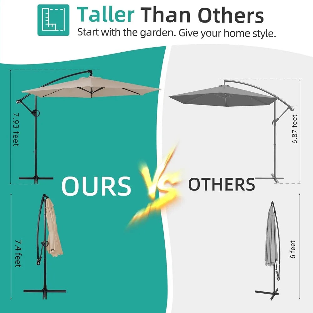 Patio Offset Umbrella with Easy Tilt Adjustment Canopy